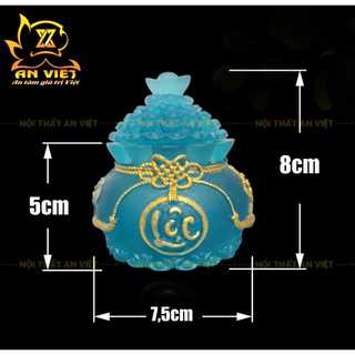 Hũ Đựng Muối Gạo Nước Lưu Ly Mờ - Bộ Đại Bi Tài Lộc - Cao 8cm - Màu Xanh Dương