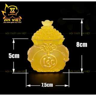 Hũ Đựng Muối Gạo Nước Lưu Ly Mờ - Bộ Đại Bi Tài Lộc - Cao 8cm - Màu Vàng
