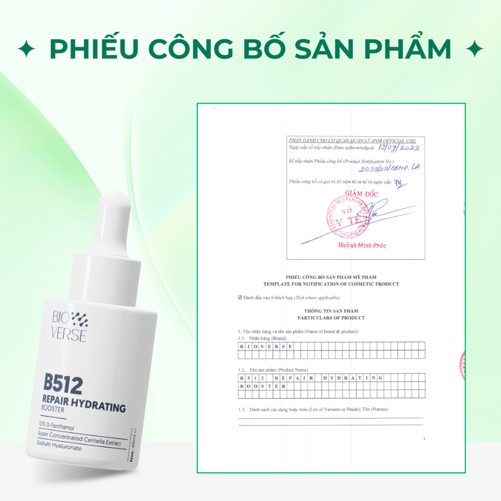 Serum dưỡng ẩm phục hồi Bioverse B512 Repair Hydrating Booster làm dịu cho da căng bóng 30ml | BigBuy360 - bigbuy360.vn