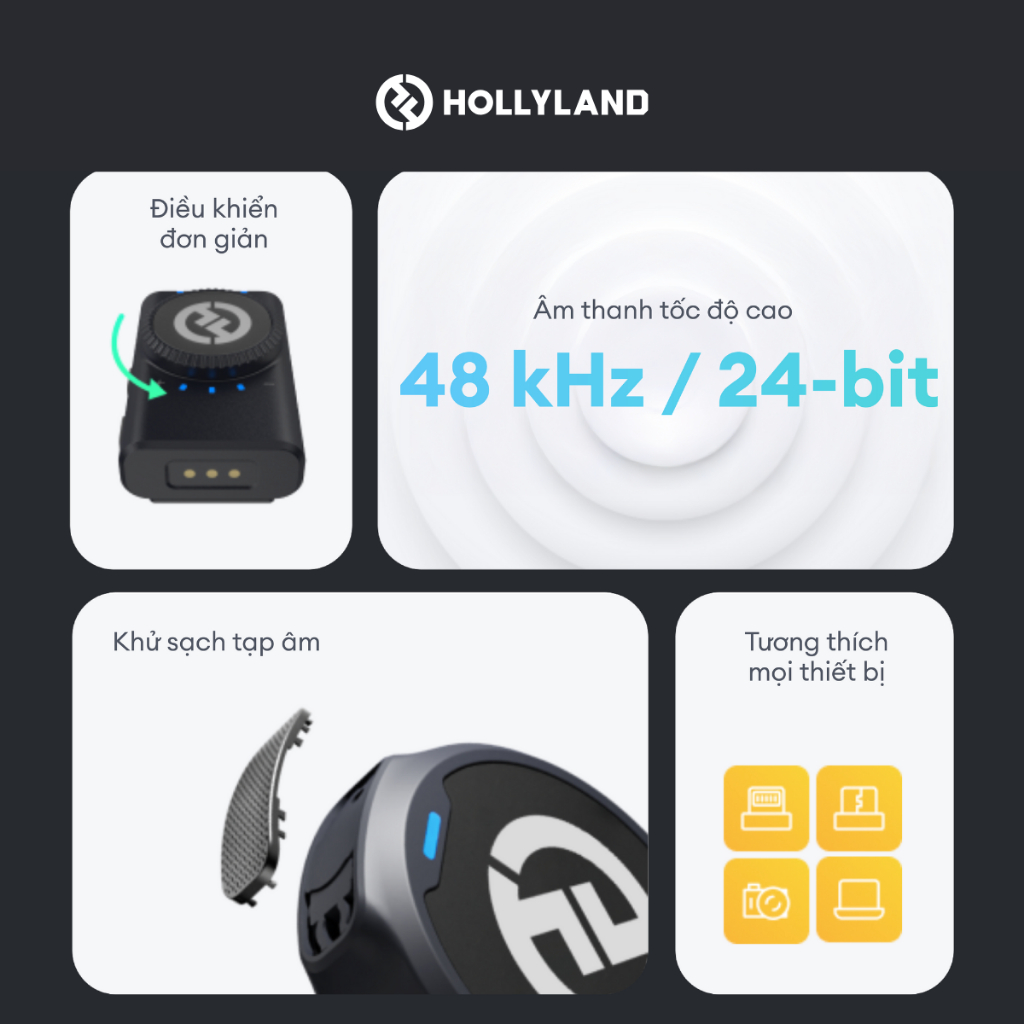 Bộ Micro không dây Hollyland Lark M2 (Shine Charcoal) | BigBuy360 - bigbuy360.vn