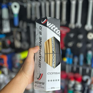 Vỏ Xe Đạp Đua Vittoria Corsa Graphene 2.0 700x25-28C Mật Độ Sợi 320 TPI hông vàng, Xe Đạp Đường Trường, Ấp Suất 120 PSI