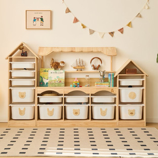 Tủ đựng đồ chơi bằng gỗ thông nguyên khối cho trẻ e giúp sắp xếp và cất giữ đồ chơi của bé gọn gàng