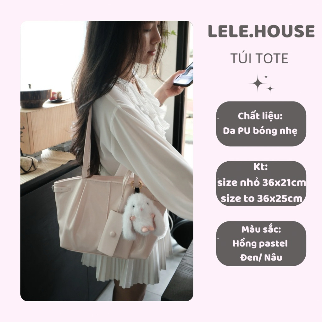 MUSE BAG (Không Charm) – Túi tote nữ Lele Houses, túi tote đeo vai đựng vừa laptop 13.6 inch da PU basic Hàn Quốc