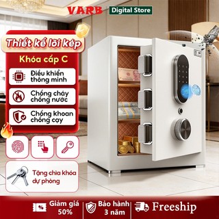 Két Sắt Vân Tay Mã Số 45x38x32cm Màu Trắng Xám Chống Trộm XT - Bảo Hành 24 Tháng (Kèm 2 Chìa Khóa Dự Phòng, Không Pin)