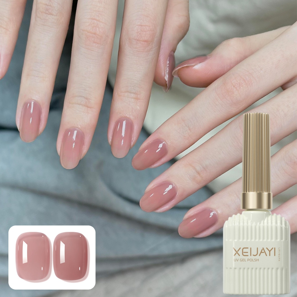 XEIJAYI 15ml Sơn móng tay dạng gel màu hồng nhạt trong suốt , thích hợp sử dụng tại salon, phù hợp với mọi tông da.