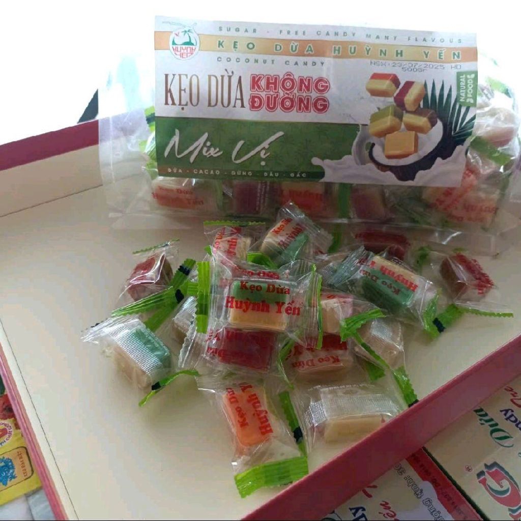 Kẹo dừa không đường mix vị  Huỳnh Yến __ Bến Tre ( 500g  )