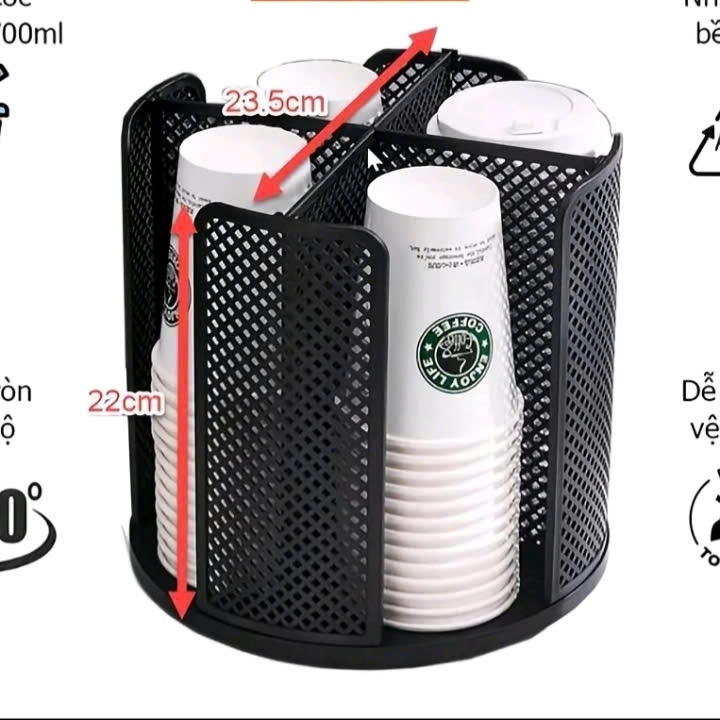 KỆ dựng ly xoay 360% dành cho quầy cafe quán nước