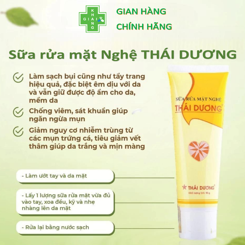 Sữa rửa mặt nghệ Thái Dương giúp làm mờ sẹo thâm, sát khuẩn vết thương và tạm biệt mụn, nám, tàn nhang (Chai 90g)