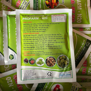 (200g) Phân bón NPK 20-20-20 PROFARM N20 nhập khẩu Bỉ - Xanh lá, Tốt rễ, Nuôi Trái, Rau màu, Cây Ăn Trái