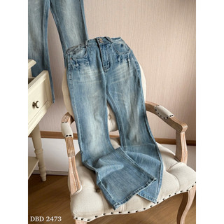 Quần Jeans Bò Ống Loe Túi Thêu Chỉ Chuẩn Linh Hoàng