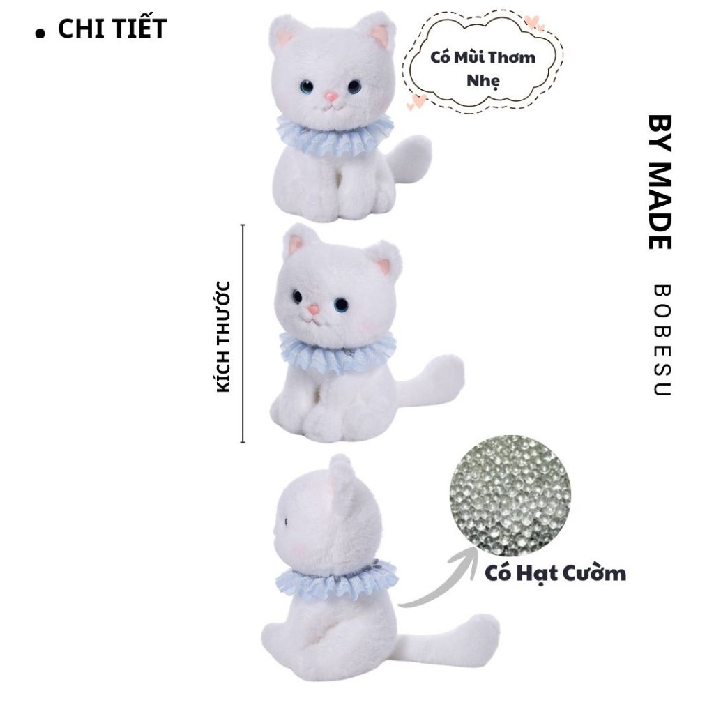 Gấu Bông Mèo Tiểu Thư Đeo Vòng Cổ Ren Dễ Thương, Con Mèo Bông Có Mùi Thơm Làm Quà Tặng Cho Bạn Gái, Cho Bé, Babisu