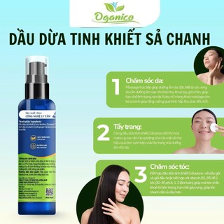 Dầu dừa Vietcoco tinh khiết hữu cơ mỹ phẩm chai xịt Hương sả chanh 90ml Oganico