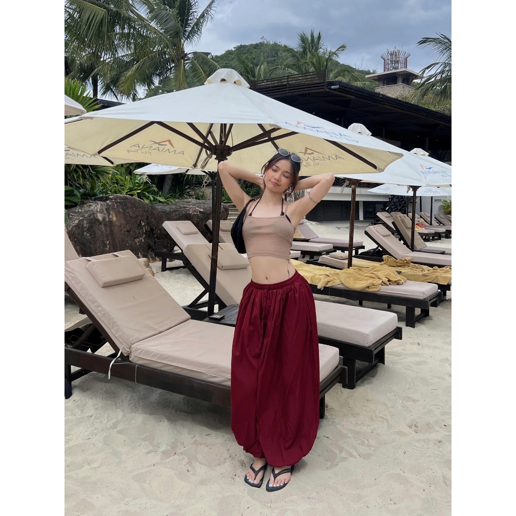 Quần Balloon Pants Cạp Chun Ống Boom Bo Gấu Chất Gió Mùa HèThiết Kế Hiện Đại Tôn Dáng Mặc Đi Biển Du Lịch Joolate