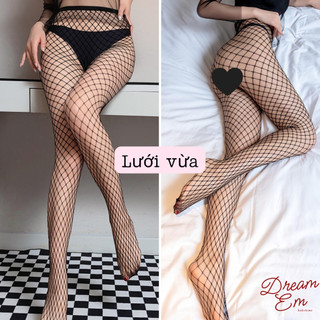 [Dream Em] Quần Tất Dạng Lưới Nhỏ, Vừa, To Màu Đen Xuyên Thấu Chất Siêu Dai