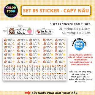 [ IN TÊN THEO YÊU CẦU] Set 85 Sticker Dán Đồ Dùng Cho Bé - MẪU CAPYBARA Hottrend - Colorboomshop