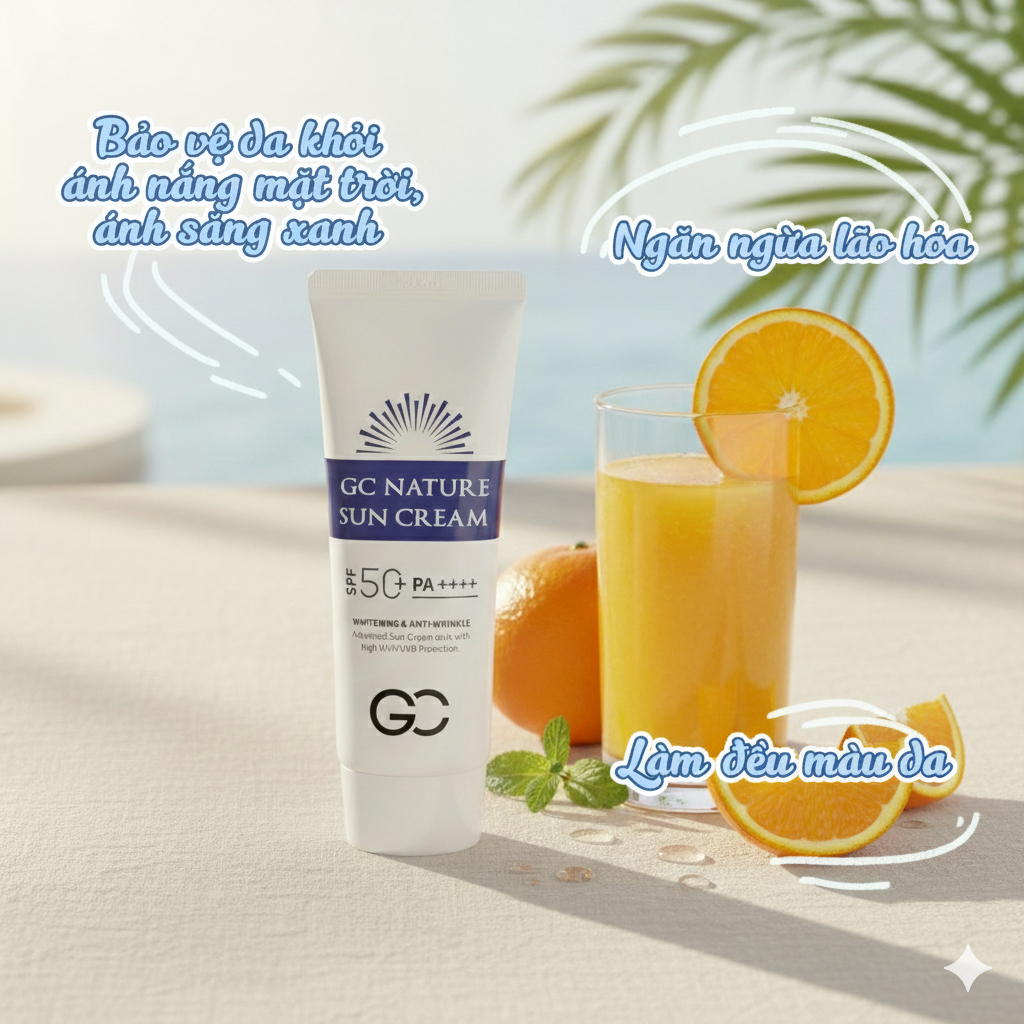 Combo 2 Kem Chống Nắng GC Nature Sun Cream Nâng Tone Dưỡng Trắng SPF 50+ PA++++ (Chính Hang)