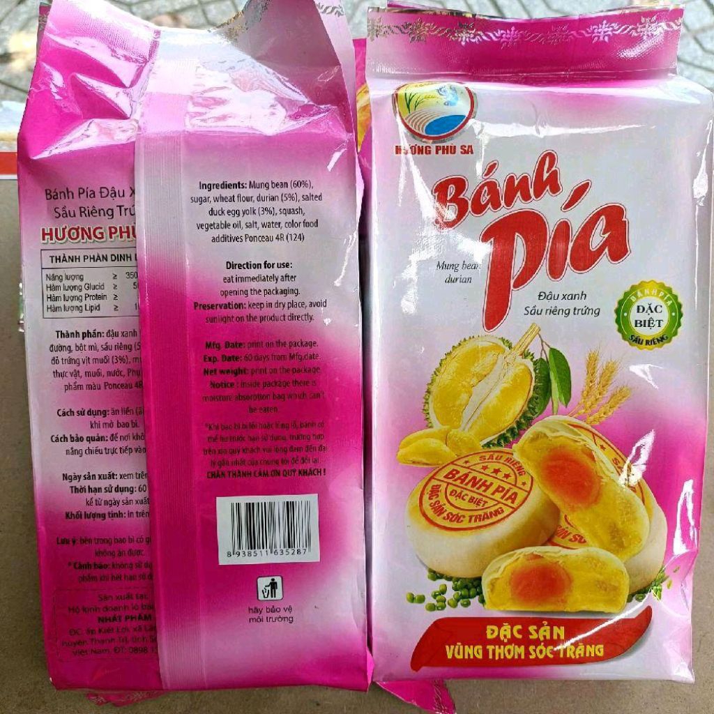Bánh pía Hương Phù Sa ( lòng đỏ trứng nhuyễn như hình ) 400g -- đặc sản Vũng Thơm Sóc Trăng