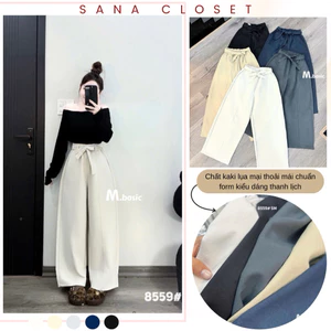 Quần Dài Nữ Kaki Lụa Form Ống Suông, Quần Nữ Cạp Cao Tôn Dáng Dễ Phối Đồ | SANA CLOSET #8559