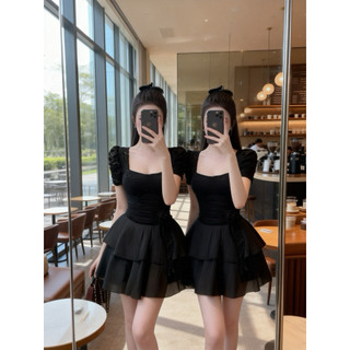váy ren phối tơ tầng tôn dáng dành cho nữ