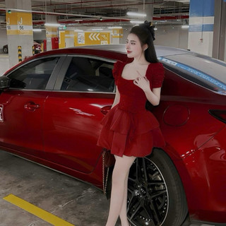 váy ren phối tơ tầng tôn dáng dành cho nữ