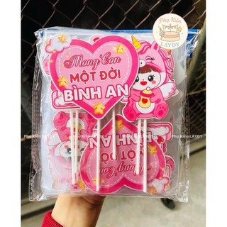 ( NEW) Bịch 10 Set Giấy Cắm Em Bé Tuổi Ngựa, Thôi Nôi, Bé Bình Sữa, Đầy Tháng, Ngựa 2026-Trang Trí Bánh Kem, Tháp Bánh
