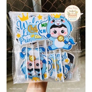 ( NEW) Bịch 10 Set Giấy Cắm Em Bé Tuổi Ngựa, Thôi Nôi, Bé Bình Sữa, Đầy Tháng, Ngựa 2026-Trang Trí Bánh Kem, Tháp Bánh