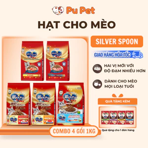 Hạt Cho Mèo Silver Spoon Unicharm Đủ Vị Gà Cá Ngừ Và Dòng Giảm Nôn Trớ