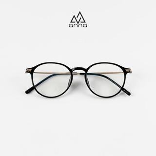 Gọng kính thời trang nam nữ unisex dáng tròn chất liệu nhựa mix kim loại ANNA cao cấp TC-054