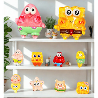 Set charm bọt biển 10 món SpongeBob + Patrick vui nhộn - Bộ trong suốt có PHÁT SÁNG