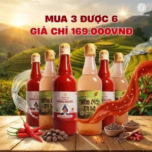 COMBO 3 TẶNG 3 Mua Tương Ớt Mường Khương Truyền Thống Cay Đậm 500ml Tặng 3 Giấm Nếp Tú Lệ hoặc Giấm Gạo Lứt 500ml