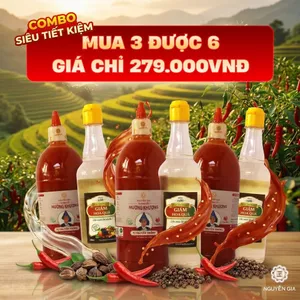 COMBO 3 TẶNG 3 Mua Tương Ớt Mường Khương Truyền Thống Cay Đậm 1L Tặng Giấm Hoa Quả 500ml NGCBTK005