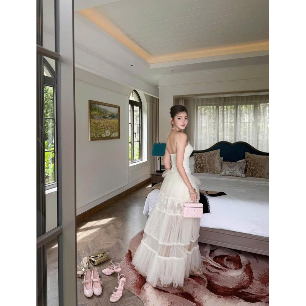 Đầm Maxi Cúp Ngực Bo Chun Thời Trang Nữ LASY Phối Voan Tơ Tầng D0190