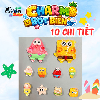 Set charm bọt biển 10 món SpongeBob + Patrick vui nhộn - Bộ trong suốt có PHÁT SÁNG