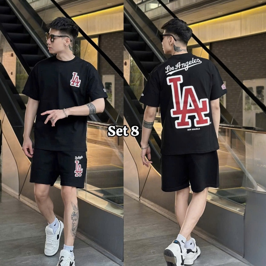 Set Bộ phông Mlb nam nữ cao cấp, 100% cotton co giãn 2 chiều ,thấm hút mồ hôi - hàng cao,  cấp chất lượng - SET ĐEN