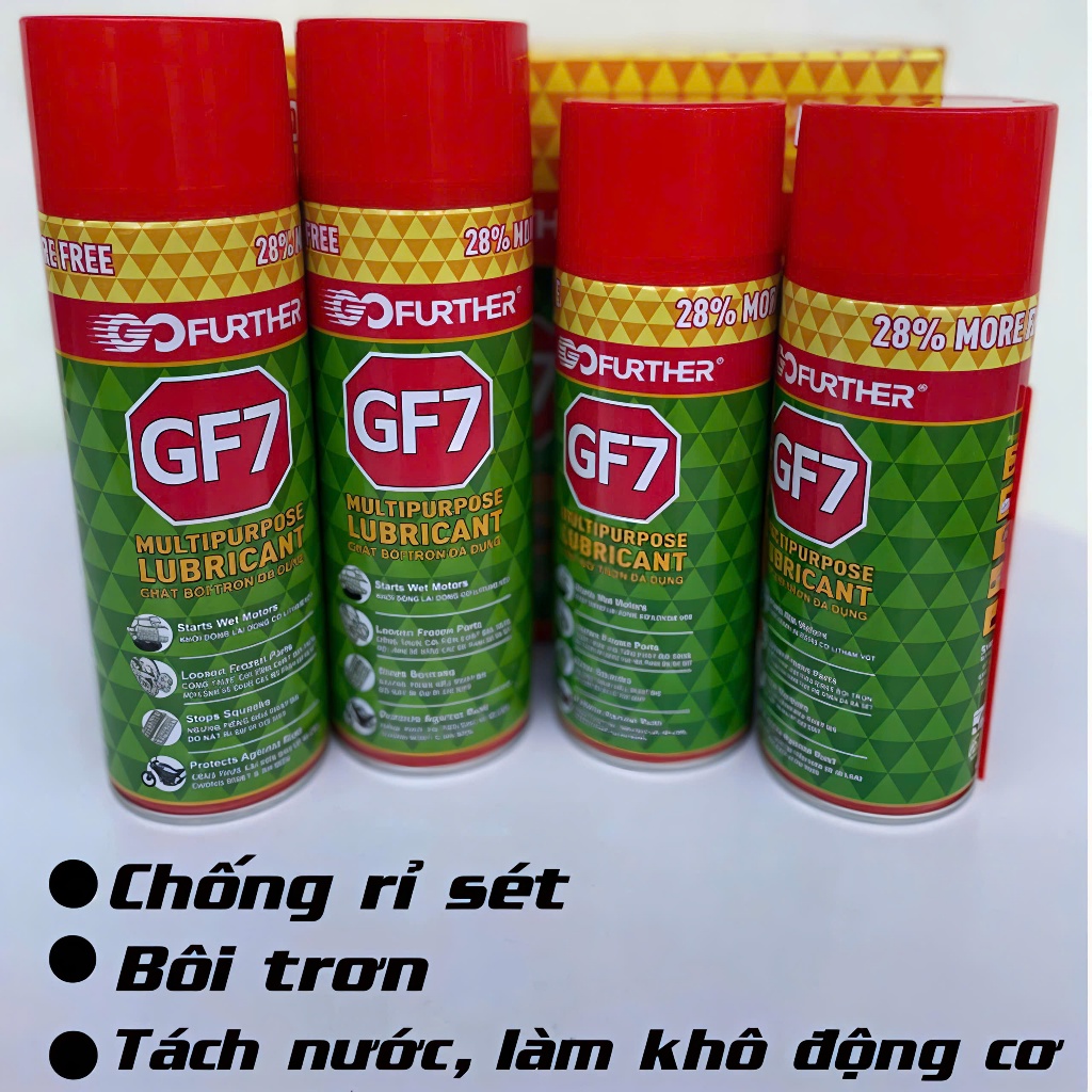 (Combo 3 chai) Chai xịt chống rỉ sét và bôi trơn GF7 hàng chuẩn 175 và 350 gram FREE SHIP