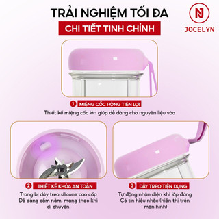 Máy Xay Sinh Tố Cầm Tay Đa Năng Không Dây JOCELYN 500ml, Máy Xay Tích Điện, Xay Đá Bào Tiện Lợi