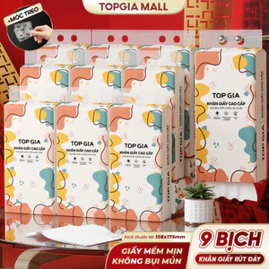 Combo 9 Bịch Khăn Giấy Top Gia Đa Sắc 1280 Tờ 4 Lớp Giấy Rút Cao Cấp Tiện Lợi