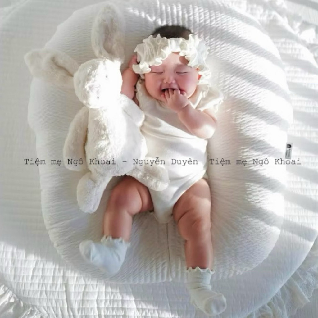 [MD236] Set cover Pee ngắn tay cánh tiên trắng kèm turban xinh yêu cho bé