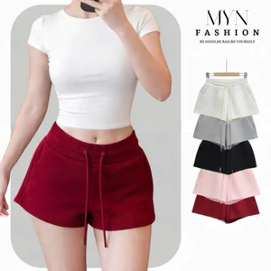 Quần Short nữ dáng ngắn cạp cao phối Dây Rút Chất Nỉ Mềm Mịn Tôn Dáng Mùa Hè Năng Động MYN90