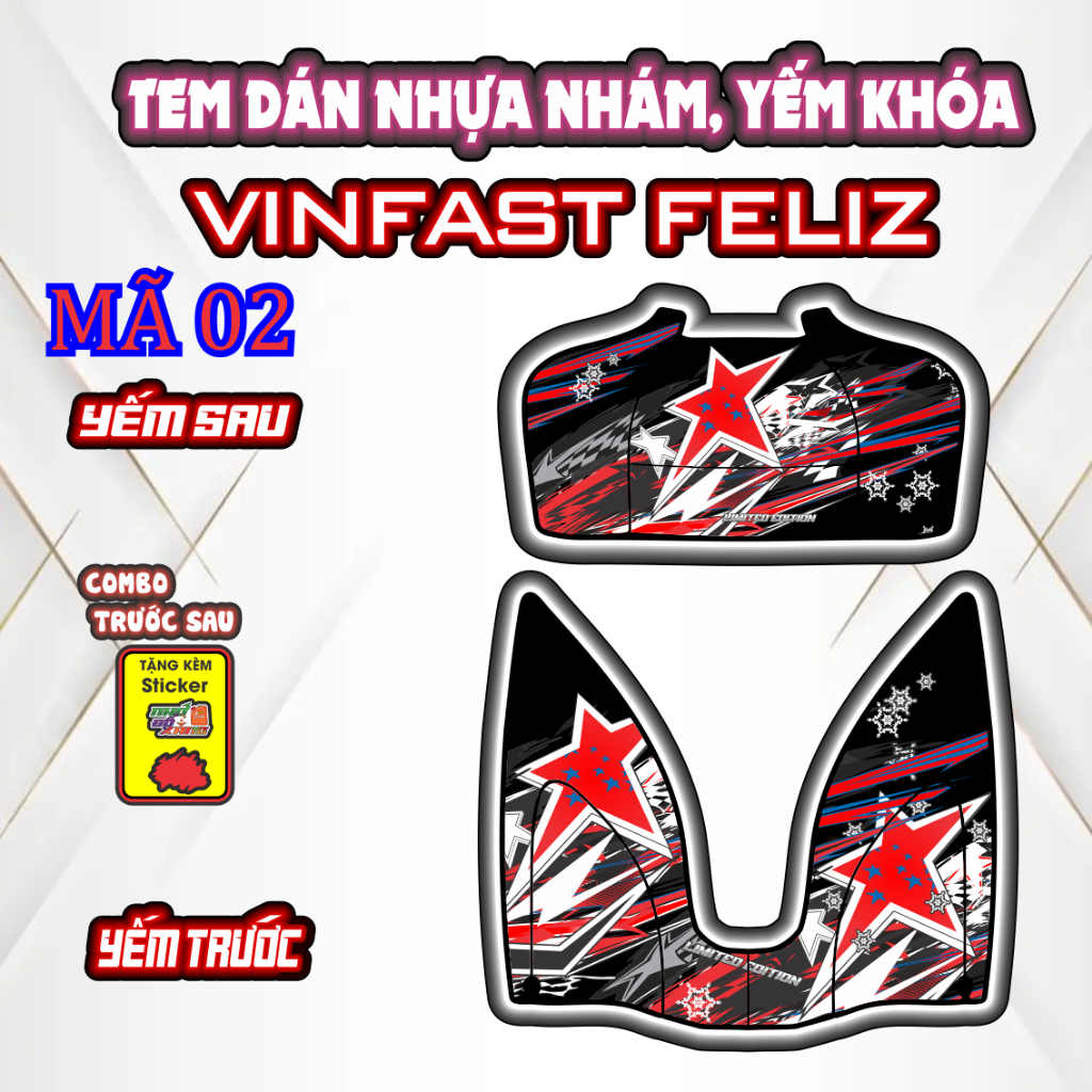 Bộ Tem Dán Chống Trầy Nhựa Nhám VÌNAST FELIZ - Decal Bảo Vệ Cao Cấp, Chống Nước, Bền Màu. Mã 02