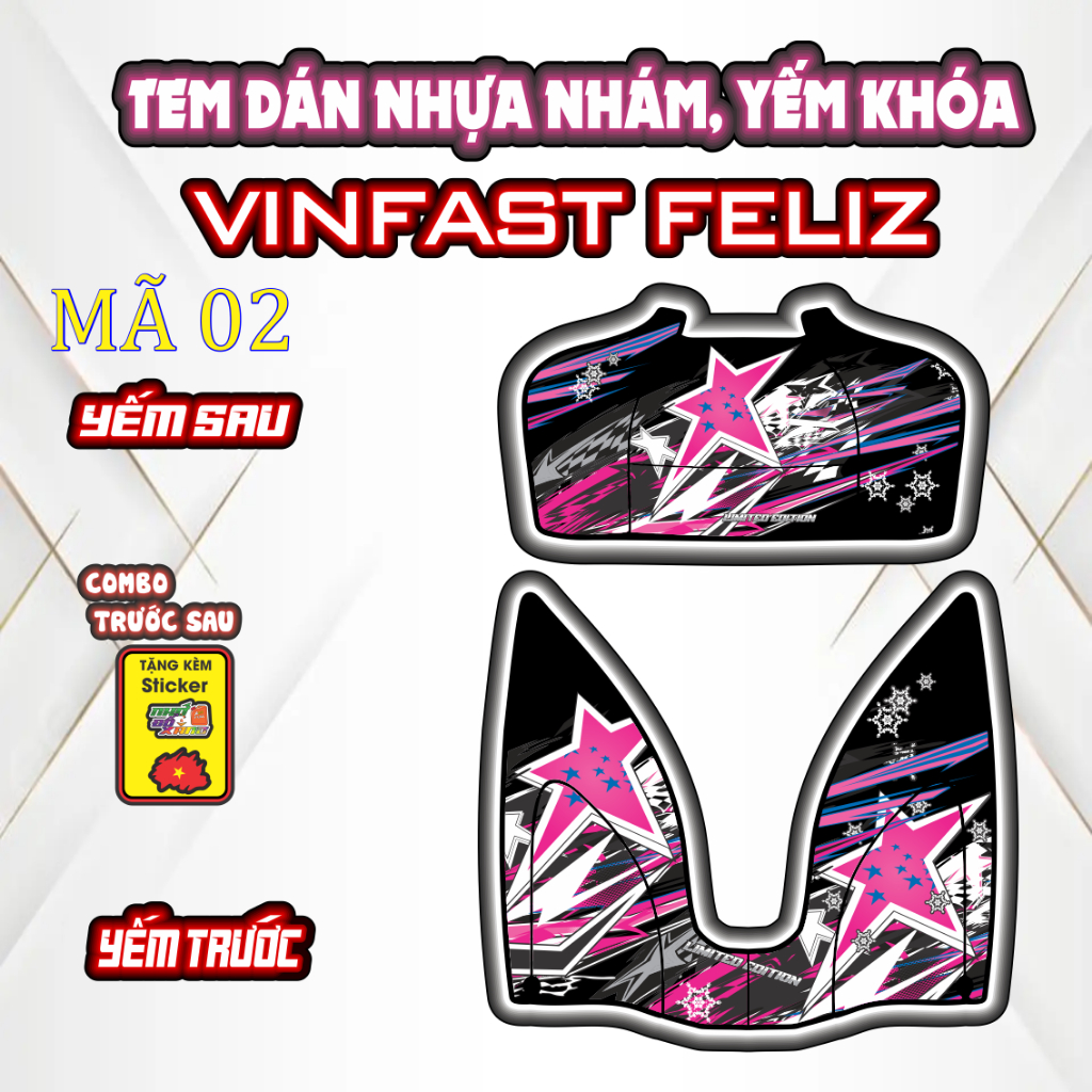 Bộ Tem Dán Chống Trầy Nhựa Nhám VÌNAST FELIZ - Decal Bảo Vệ Cao Cấp, Chống Nước, Bền Màu. Mã 02