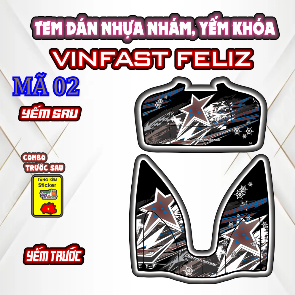 Bộ Tem Dán Chống Trầy Nhựa Nhám VÌNAST FELIZ - Decal Bảo Vệ Cao Cấp, Chống Nước, Bền Màu. Mã 02