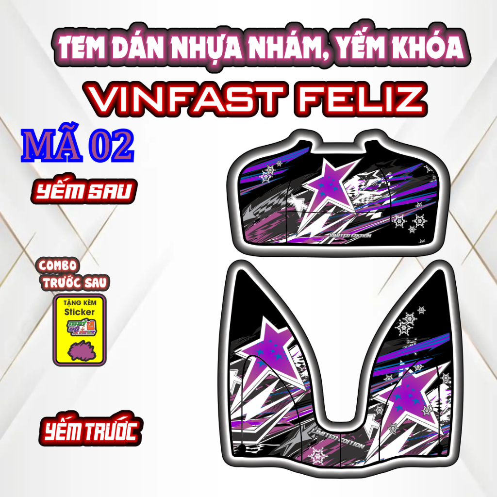 Bộ Tem Dán Chống Trầy Nhựa Nhám VÌNAST FELIZ - Decal Bảo Vệ Cao Cấp, Chống Nước, Bền Màu. Mã 02