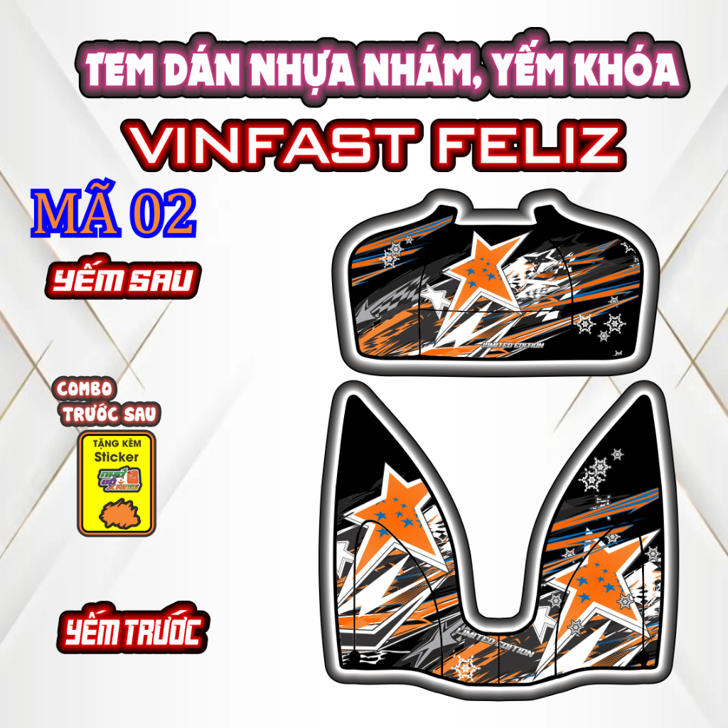 Bộ Tem Dán Chống Trầy Nhựa Nhám VÌNAST FELIZ - Decal Bảo Vệ Cao Cấp, Chống Nước, Bền Màu. Mã 02