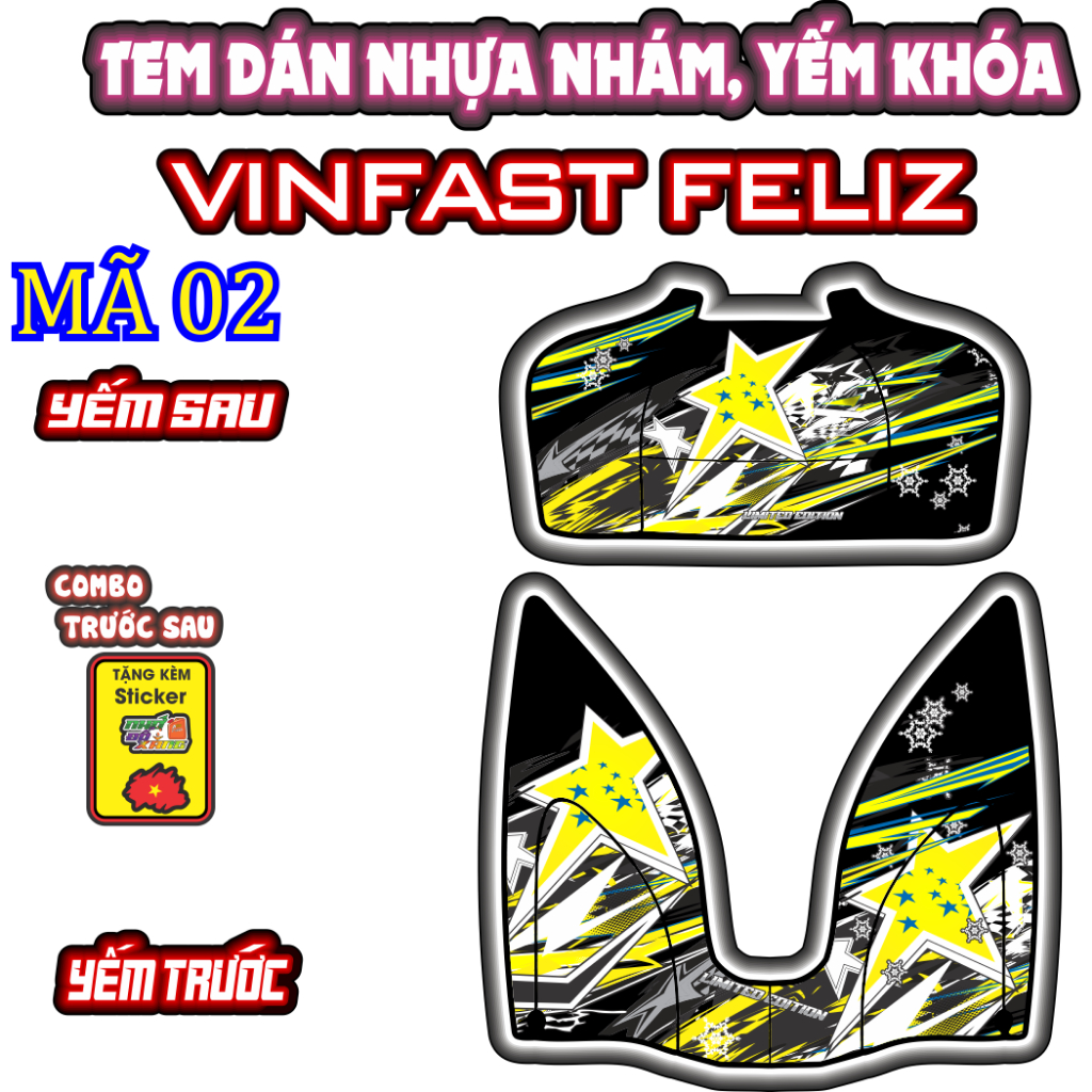 Bộ Tem Dán Chống Trầy Nhựa Nhám VÌNAST FELIZ - Decal Bảo Vệ Cao Cấp, Chống Nước, Bền Màu. Mã 02
