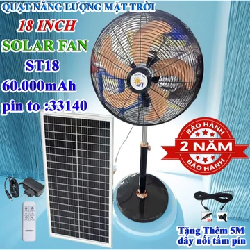 Quạt năng lượng mặt trời solar fan 18 inch dạng đứng 60000mAh 25W xoay 180 độ sạc tích điện