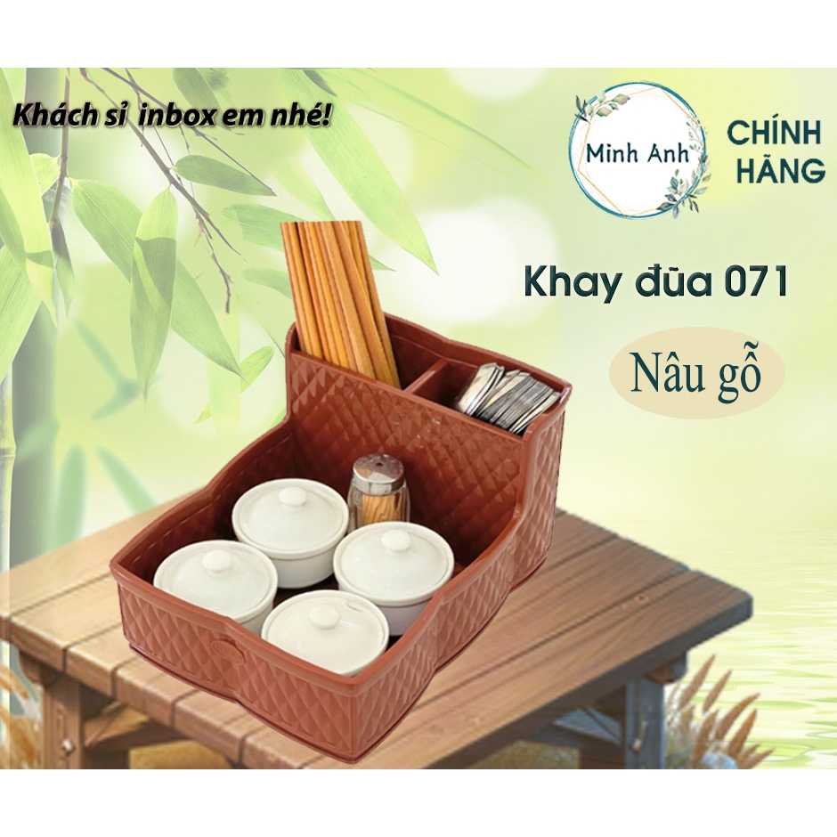 [ Hỏa tốc ] Hộp đũa muỗng và hộp giấy 071 [ Màu : nâu gỗ ] khay dua tốt bền đẹp