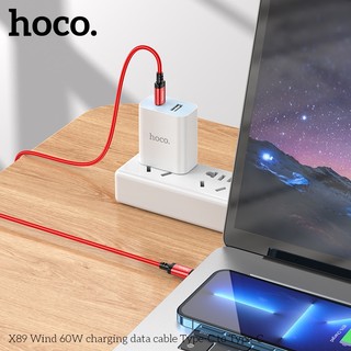 Cáp sạc dây dù siêu bền Hoco X89 cổng TypeC to TypeC, dài 1M (Đen)