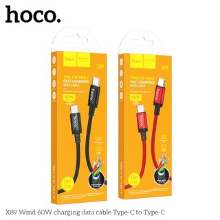 Cáp sạc dây dù siêu bền Hoco X89 cổng TypeC to TypeC, dài 1M (Đen)