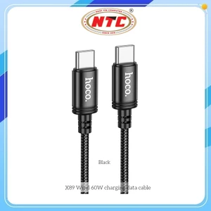 Cáp sạc dây dù siêu bền Hoco X89 cổng TypeC to TypeC, dài 1M (Đen)